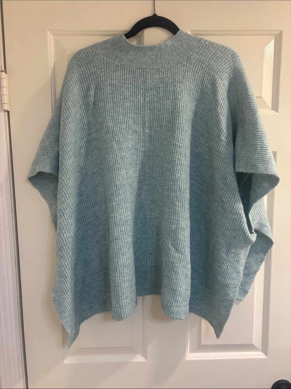 LOFT Light Blue V-Neck Oversized Sweater Poncho - Picture 2 of 2